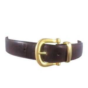 Vintage The Ritz Brown Genuine Leather Goldtone Buckle Belt M